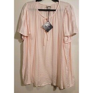 Ava & Viv Pink Smock Blouse, Scoop Neck, Sorry Sleeves, NWT, XL